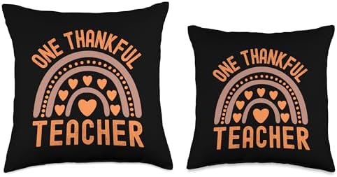 Fall Season For Teacher, Pumpkin Pie Teacher One Thankful Cute Thanksgiving Design for Teacher Throw Pillow, 18x18, Multicolor - Image 3