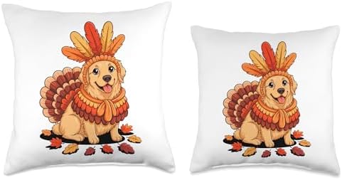 Thanksgiving Turkey Golden Retriever GR Goldie Throw Pillow - Image 3