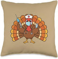 Doctor Thanksgiving Vaccinated Turkey Vaccine Season MD Hum Throw Pillow by Unknown