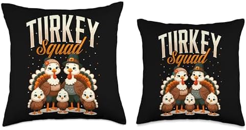 Turkey Squad, Thanksgiving Turkey Matching Family Throw Pillow - Image 3