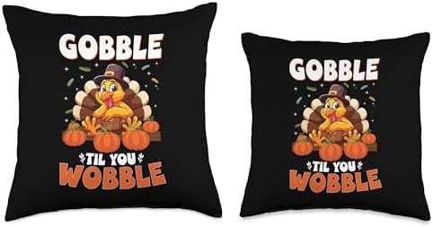 Gobble Turkey Thanksgiving Matching Family Apparel Gobble Til You Wobble Family Thanksgiving Turkey Throw Pillow, 18x18, Multicolor - Image 3