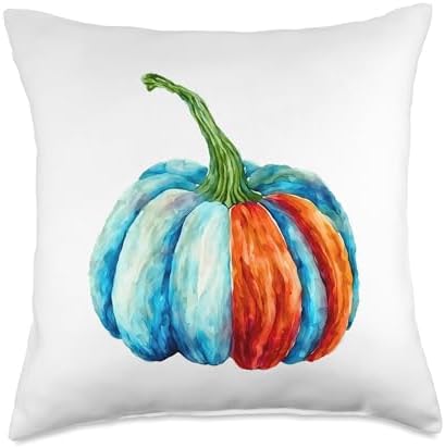 Vintage Colorful Thanksgiving Pumpkin Throw Pillow by Unknown