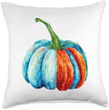 Vintage Colorful Thanksgiving Pumpkin Throw Pillow by Unknown