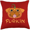 Pugkin Pug Pumpkin Thanksgiving Holidays Dog Lovers Vintage Throw Pillow by Unknown