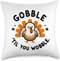 Gobble 'Til You Wobble Thanksgiving Turkey Celebration Food Throw Pillow by Unknown