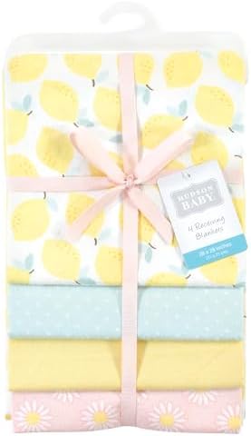 Hudson Baby Unisex Baby Cotton Poly Flannel Receiving Blankets, Lemon Daisy, One Size - Image 2