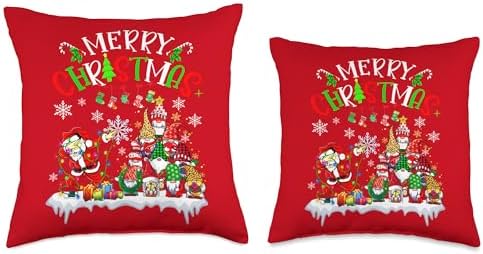 Family Happy Hallothanksmas Thanksgiving Christmas Merry Christmas Dabbing Santa Pine Tree Gnomes Xmas Lights Throw Pillow, 18x18, Multicolor - Image 3