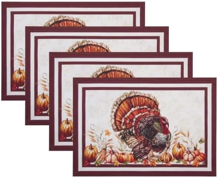 Autumn Heritage Turkey Engineered Placemats, Set of 4, Multicolor - 13" W x 19" L by ElreneHomeFashions
