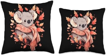 Koala Autumn Season Autumn Leaves Thanksgiving Day Throw Pillow - Image 3