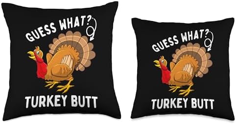 Happy Thanksgiving Funny Adult Gag Gifts Store Funny Thanksgiving Guess What Turkey Butt Gag Joke Men Women Throw Pillow, 18x18, Multicolor - Image 3