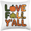 Love Fall Y'all, Family Thanksgiving Friends Giving Throw Pillow by HadleyDesigns