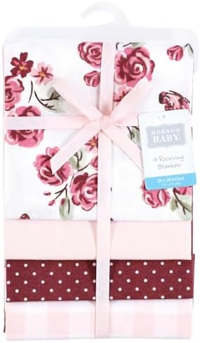Hudson Baby Unisex Baby Cotton Flannel Receiving Blankets, Sweet Roses, One Size - Image 2
