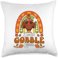 Dentist Gobble Squad Thanksgiving Turkey Fall Rainbow Throw Pillow by Unknown