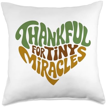 Thankful For Tiny Miracles, Family Kids Thanksgiving Throw Pillow by HadleyDesigns