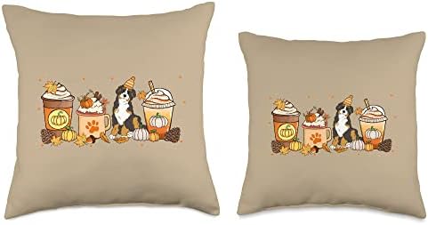 Bernedoodle Coffee Pumpkin Spice Dog Lover Fall Thanksgiving Throw Pillow - Image 3