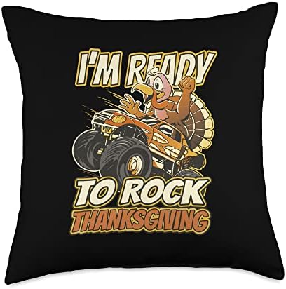 I`m Ready To Rock Thanksgiving Turkey Car Bird Throw Pillow by Unknown
