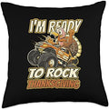 I`m Ready To Rock Thanksgiving Turkey Car Bird Throw Pillow by Unknown