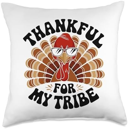 Thankful For My Tribe, Friendsgiving Squad, Thanksgiving Throw Pillow by HadleyDesigns