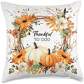 Thankful To God – Thanksgiving Harvest Autumn Christian Throw Pillow by Unknown