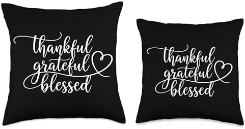 Thankful Grateful Blessed Cozy Fall Season Thanksgiving Throw Pillow - Image 3