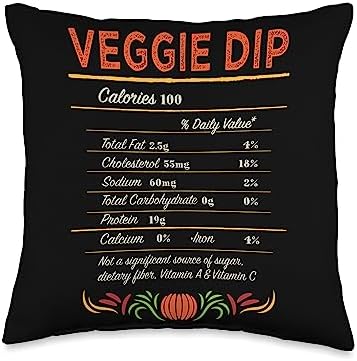 Witty Turkey Day Dipping Sauce Food Dinner Party Veggie Dip Nutrition Facts Funny Thanksgiving Humor Throw Pillow, 16x16, Multicolor by Unknown