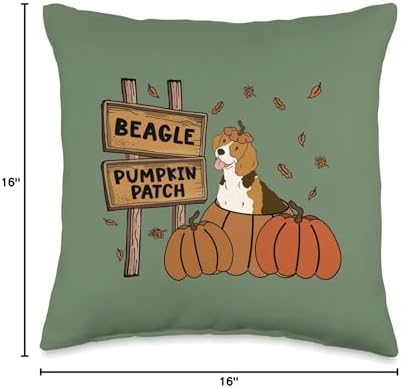 Beagle Pumpkin Patch Dog Lovers Thanksgiving Halloween Throw Pillow - Image 4