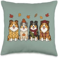 Sheltie Fall Autumn Season Pumpkin Shetland Sheepdog Dog Throw Pillow by Unknown