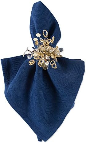 DII Christmas Thanksgiving Holiday Tabletop Décor Collection Decorative Napkin Ring Holder Set, 1.5" Diameter, Gold Beaded Sparkle, 6 Piece - Image 5