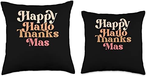 Happy Hallothanksmas Halloween Thanksgiving Christmas Throw Pillow - Image 3