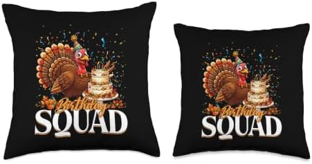 Birthday Squad Thankful Fall Autumn Turkey Day Thanksgiving Throw Pillow - Image 3