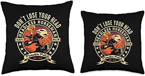Funny Headless Horseman Urban Legend Halloween Pumpkin Patch Throw Pillow
