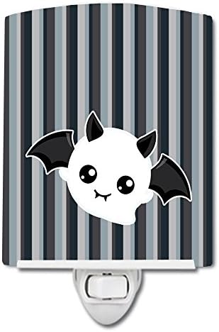 Caroline's Treasures BB6964CNL Halloween Ghost Bat Ceramic Night Light Compact, UL-Certified, Ideal for Bedroom, Bathroom, Nursery, Hallway, Kitchen, 6x4x3, Multicolor