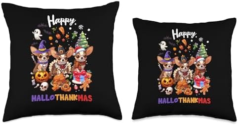Chihuahua Dog Christmas Happy Hallotankmas Thanksgiving Throw Pillow - Image 3