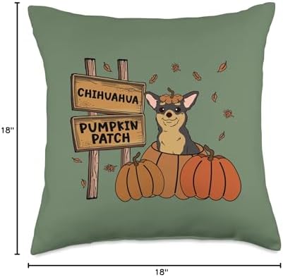 Chihuahua Pumpkin Patch Dog Lovers Thanksgiving Halloween Throw Pillow - Image 4