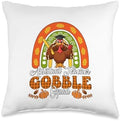 Assistant Teacher Gobble Squad Thanksgiving Turkey Rainbow Throw Pillow by Unknown