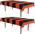 Beistle Orange & Black Stripes Tablecovers, 54” x 108”, 2 Pieces – Plastic Table Cloth, Rectangular Tablecloth, Holiday Tablecloth, Halloween Plastic Tablecloth, Halloween Decorations