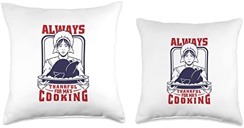 Woman With Turkey For Thanksgiving Food Autumn Holiday Throw Pillow - Image 3