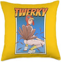 Twerky Pun Funny Thanksgiving Turkey Butt Twerk Dance Throw Pillow by Unknown