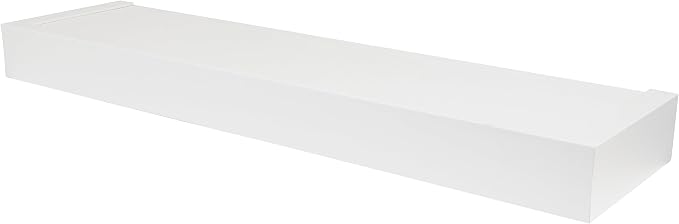 High & Mighty Floating Shelf, 24in, 1 Pack, White | Composite shelf, 20lb capacity, tool-free drywall mounting for books, photos, plants, and decor in any room