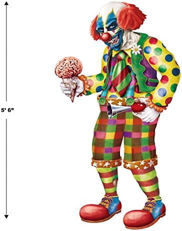 Beistle 2-Count Jointed Zombie Clowns, Halloween Scary Clown for Parties, Special Events Prop for Haunted House, Zombie Clowns Standing Cutout, 5’6”