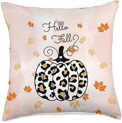 Pumpkin Leopard Decor for Thanksgiving & Halloween It’s Fall Y’All Pumpkin Leopard Print Halloween & Floral Throw Pillow, 18x18, Multicolor by Unknown