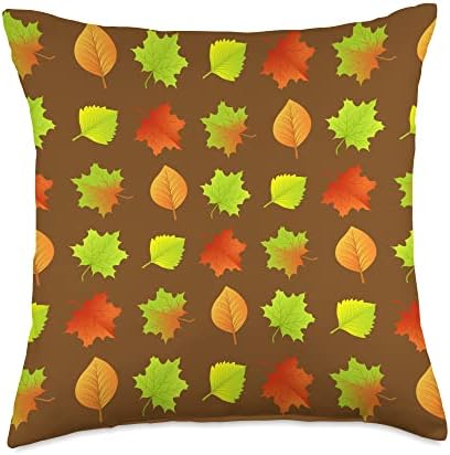 Cute Fall Thanksgiving Brown Leaves Autumn Botanical Throw Pillow by Unknown
