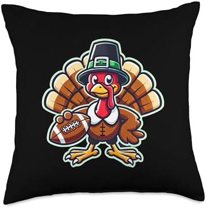 Football Turkey Funny Thanksgiving Animal Bird Sports Player Throw Pillow by Unknown
