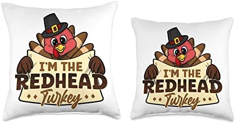 I'm the redhead turkey family matching thanksgiving Throw Pillow - Image 3