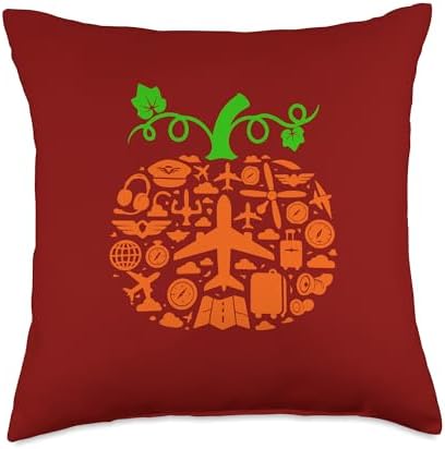 Pilot Tools Pumpkin Shape Thanksgiving Autumn Job Team Throw Pillow by Unknown