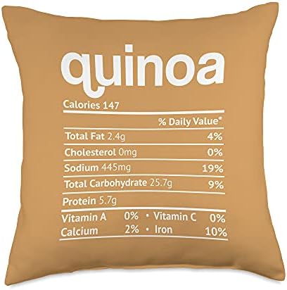 Quinoa Nutrition Fact Funny Thanksgiving Christmas Throw Pillow by Unknown
