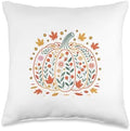 Fall Women Vintage Pumpkin Autumn Graphic Thanksgiving 2025 Throw Pillow by Unknown