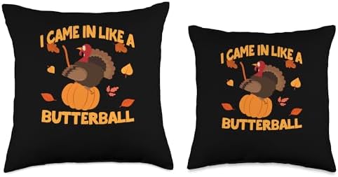 Thanksgiving Shirt Turkey Meat Pilgrim Costume I Came in Like A Butterball Thanksgiving Pumpkin Turkey Day Throw Pillow, 16x16, Multicolor - Image 3