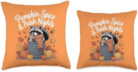 Pumpkin Spice and Trash Nights Thanksgiving Raccoon Fall Throw Pillow - Image 3