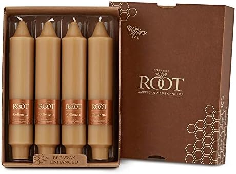 Root Candles 4-Count Unscented Smooth Collenettes, 7-Inch, Beeswax Color by RootCandles